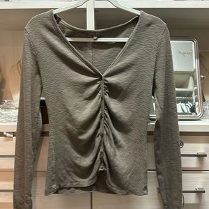 Lilla P Long Sleeve Shirred Cardigan